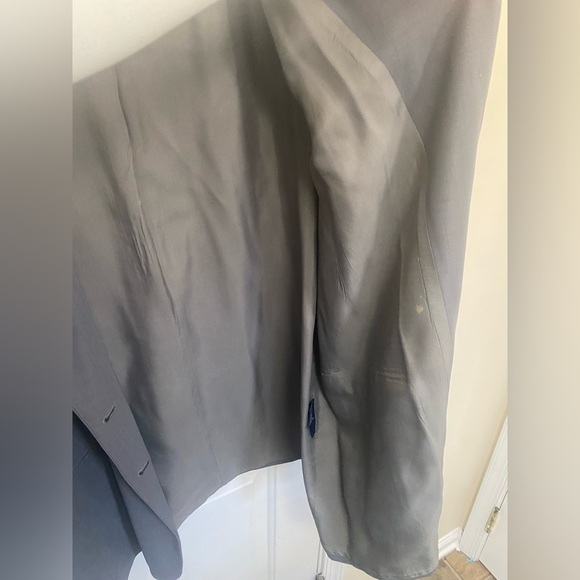 Burberry’s Gray Virgin Wool Blazer Coat Size 16 Vintage Oversized *damaged* - Picture 13 of 14